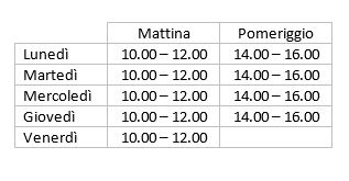 Orario di ufficio: