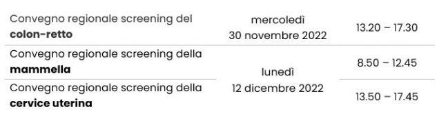 Progr convegni screening